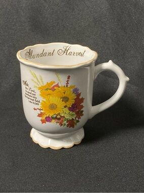 ⭐️ Abundant Harvest Luke 10:2 NIV Bible Verse Floral 16 oz Ceramic Mug